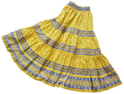 Provence tiered skirt, long (Lourmarin. yellow x blue)